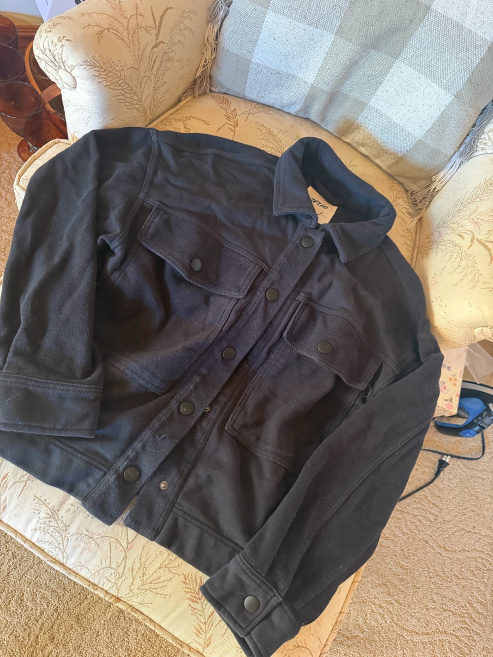 aerie Navy Blue Lightweight Button-Front Shirt Jacket